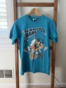 Vintage 1993 Looney Tunes Taz Florida Marlins T-Shirt MLB Baseball Size M TEAL - Picture 1 of 3