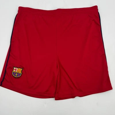 复古 FC 巴塞罗那足球短裤红色蓝色运动男式 L 码健身房训练 — 第 1/4 张图片
