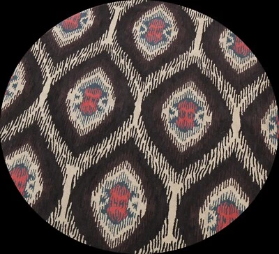 Geometric Modern Oriental Area Rug Hand-tufted Contemporary Carpet 8'x8' Round - Image 1 of 4