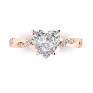 29CT Heart Cut Bridal Halo Bridal anniversary Ring band 14k Rose Solid Band - Picture 1 of 11