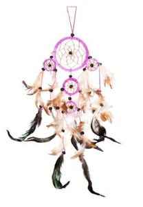 Ca 40 - 50cm x 9cm Traumfänger Dreamcatcher Pink Leder Look Kinder Deko Dreams - Bild 1 von 1