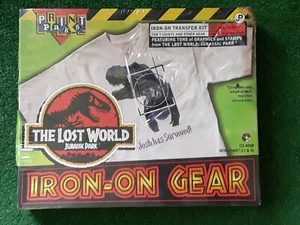 JURRASIC PARK THE LOST WORLD IRON-ON SHIRT GEAR BIG BOX PC SEALED 1997 VTG READ - Picture 1 of 14