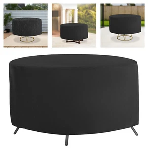 Black Outdoor Patio Round Table & Chair Covers Waterproof Garden Furniture Cover - Picture 1 of 14