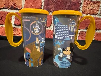 Walt Disney World 50th Anniversary Resort Mugs Cups Mickey Mouse Set Of 2 NEW - Image 1 of 4