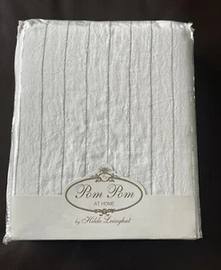 $699 POM POM At Home BLAKE King Duvet White/ Ocean 100% Linen - Picture 1 of 5