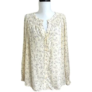 VINCE Seiden Blumen Top Gr. S creme neutral Shirt Cottagecore ruhig Luxus klassisch  - Bild 1 von 13