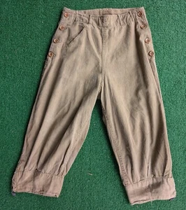 ANTIQUE 1920’S SPORTING KNICKERS PANTS W HOOK + GROMMET CLOSING LEGS + LABEL  - Picture 1 of 6