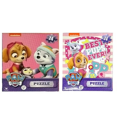 2 Paw Patrol Jigsaw Puzzle Set 24 Pieces Nickelodeon Everest Skye 9x10.3" 2 Pack - Image 1 of 4