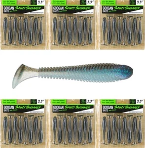 (6) Packs Of 8 Googan Saucy Swimmer 3.3" Swimbaits Electric Shad Brand New - Picture 1 of 4