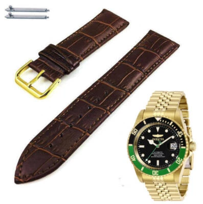 Correa de reloj de cuero de cocodrilo marrón para Invicta Pro Diver 42 mm 43 mm #1081 Foto 1 de 4