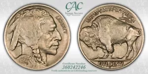 1917-D Buffalo Nickel CACG AU-50 CAC - Picture 1 of 3