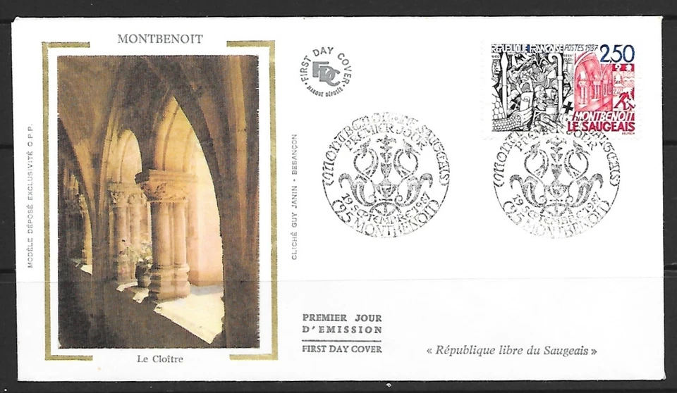 1987 France first day cover featuring Montbenoit le Saugeais - Image 1 of 1