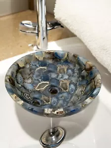 18" Custom Agate Gemstone Sink Luxury Wash Basin for Stylish Interior Home Decor - Picture 1 of 6