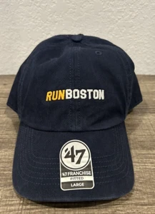 Run Boston Baseball Hat Navy Yellow Boston Marathon '47 Brand Size L - Picture 1 of 9