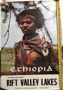 Vintage Äthiopien Reise Promo Poster Rift Valley Lakes 24"X35" - Bild 1 von 4