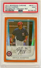 2011 Bowman Chrome #BCP111 Bryce Harper Orange Refractor /25 PSA 9 Mint