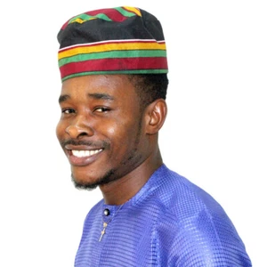 Kente Kufi Hat Style#6 African Print Elastic Men Women Beanie Cap - Picture 1 of 3
