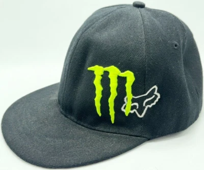 Gorra ajustada Monster Energy Drink Fox Racing negra verde logotipo talla 7 1/4 58 cm Foto 1 de 4