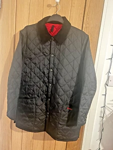 Barbour Liddesdale Jacket Quilted Country Coat Mens Size M Black Red Lining VGC - Picture 1 of 12