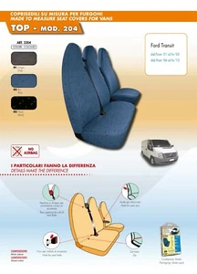 FORD TRANSIT (2001->2013) COPRISEDILI COMPLETI SU MISURA IN COTONE BLU 204 - Picture 1 of 1