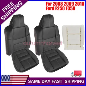 For 2008-2010 Ford F250 Super Duty Front Leather Seat Cover Black & Driver Foam - Picture 1 of 23