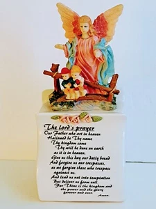 Vintage Porzellan Das Vaterunser Figur mit Engel & Kindern 7,5" - Bild 1 von 5