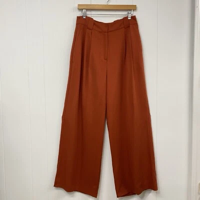 Boden Islington Wide Leg Pants Womens 8 Rust Tencel High Rise Pockets Pleated - Image 1 of 4