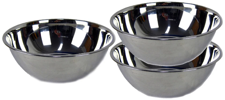 MARKENLOS 3er Set Salatschüssel Servierschüssel Rührschüssel hochpoliert Edelstahl