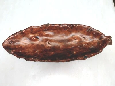 Cuenco decorativo oblongo de madera nudoso vintage Foto 1 de 4