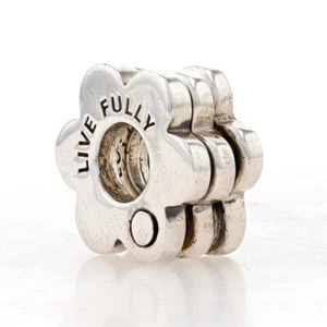 NEW Chamilia Bead Charm - Sterling Silver Words To Live By 2010-3040 3pc. Flower - Picture 1 of 8