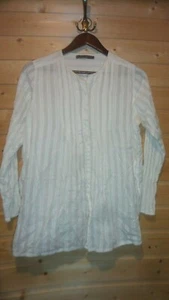 BLUSA GUDRUN SJODEN MANGA LARGA ALGODÓN CREMA BOTONES TALLA S LADOS DIVIDIDOS - Imagen 1 de 7
