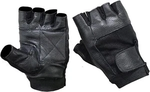 Men’s Leather Gloves Fingerless Motorcycle Fitness Training Gloves & Padded Palm - Picture 1 of 5