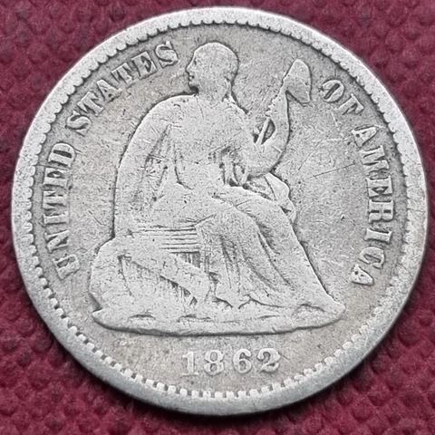 1862 Seated Liberty Half Dime 5c Better Grade #57796 Cover
