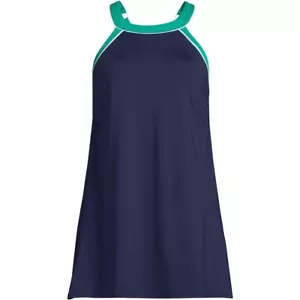 LANDS' END WOMENS HIGH NECK SWIM DRESS ONE PIECE SWIMSUIT - Picture 1 of 4