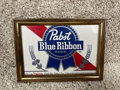 Marco de fotos de madera original Pabst cinta azul cerveza 5"x7" con soporte marrón Foto 1 de 4