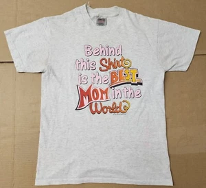 T-shirt vintage anni '90 dietro questa camicia è la migliore mamma taglia M punto singolo - Foto 1 di 18