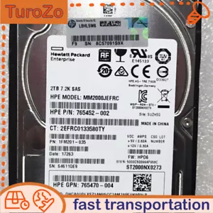 765466-B21 HP 2TB 12G SAS 7.2K RPM 2.5" 512E HDD 765452-002 765873-001 - Picture 1 of 5