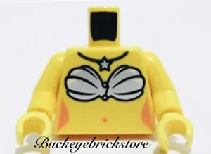 NUEVO Lego Minifigura Mujer TORSO Shell Top con Collar Estrella, Niña Traje de Baño - Imagen 1 de 1