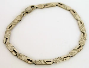 VINTAGE BEAUTIFUL DESIGNER SIGNED ITALY STERLING SILVER CHAIN LINK BRACELET ! - Picture 1 of 2