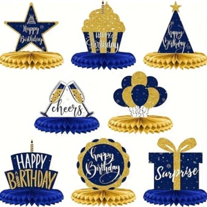 Happy Birthday Honeycomb Centerpieces for Men and Woman - Blue (8PCS) - Picture 1 of 6