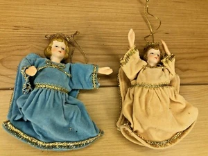 2 adornos vintage de porcelana con cabeza de ángeles árbol de Navidad 4" - Imagen 1 de 5