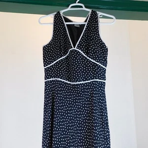 AGB Byer California Sleeveless Black White Polka Dot Trim Dress Size 12 Ruffle - Picture 1 of 12