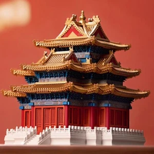 1:80 Chinese Palace Corner Tower Model Kit - Mortise & Tenon Building Blocks Toy - Picture 1 of 24