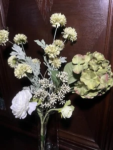 Kunstblumenstrauß 40cm Hortensie Rose grün weiß Handmade Sommerdeko - Bild 1 von 8