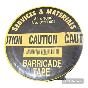 Yellow Caution  Barricade Tape 3" x 1000' ft. Unopened - Picture 1 of 3