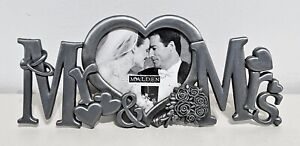 Silver 8" Wedding Photo Frame MR. & MRS. Metal Desk Heart Malden Just Married