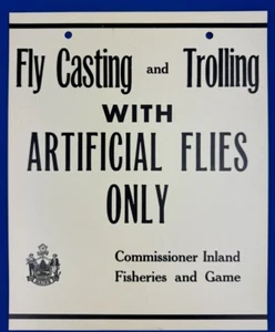 C.1965 NOS Maine Game Warden Sign FISH LIMITS, WYMAN & MADISON DAMS 11"x9" - Picture 1 of 3