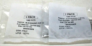 (2) PACKS 100/=200PCS BRIKKSEN B-0125A2M5.3-B100 M5 STAINLESS FLAT WASHER RL - Picture 1 of 3