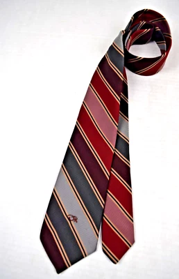 Corbata de Colección Oscar De La Renta Años 70 Rojos Púrpura Verde Gris Rayas 55" x 3" Foto 1 de 4