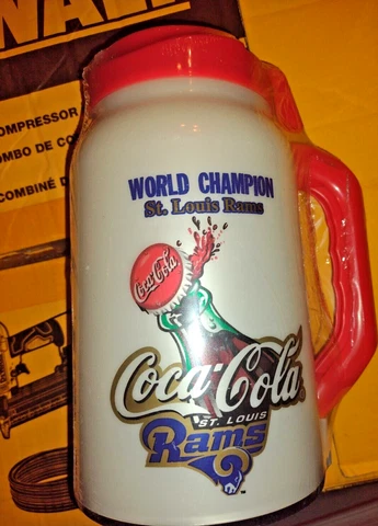 St L Rams World Champions Coca-Cola Insulated Mug 44oz New in Sealed Package Cover